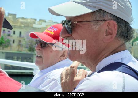 Ritratto uomo anziano con grandi baffi in traghetto da Vittoriosa, tre città, Malta Foto Stock