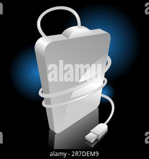 iconica illustrazione vettoriale di un hard disk portatile bianco Illustrazione Vettoriale