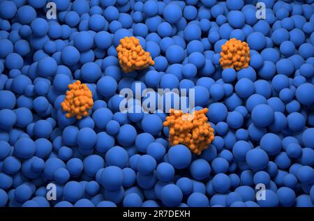 Clorexidina Gluconato (CHG) sulla ferita ciò che coperto da cellule debriche - vista isometrica 3D illustrazione Foto Stock