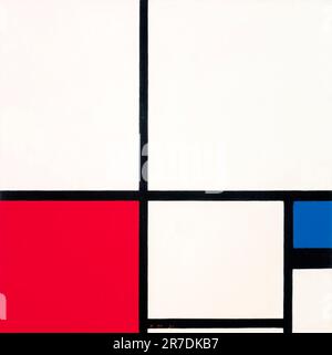 Piet Mondrian, composizione in colori, composizione n. i con il rosso e il blu, pittura astratta in olio su tela, 1931 Foto Stock