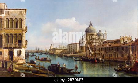 Bernardo Bellotto, veduta del Canal Grande, Santa Maria della Salute e della Dogana da campo Santa Maria Zobenigo, pittura paesaggistica in olio su tela, circa 1743 Foto Stock