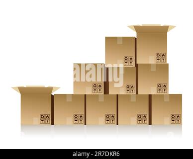 Scatole impilate su uno sfondo bianco Illustrazione Vettoriale