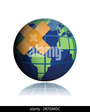 Terra ferita con il cerotto Illustrazione Vettoriale