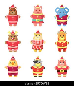 set di icone animalier per feste natalizie Illustrazione Vettoriale