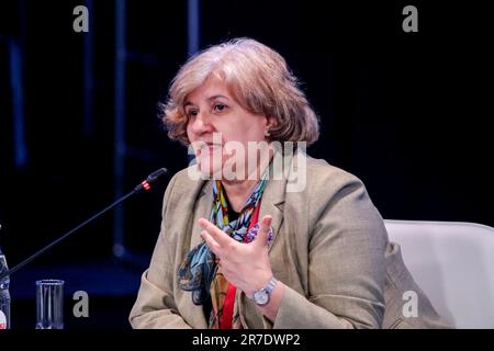 San Pietroburgo, Russia. 14th giugno, 2023. Melita Vujnovic, rappresentante dell'Ufficio dell'Organizzazione Mondiale della Sanità nella Federazione Russa, partecipa a una sessione su "una strategia efficace nella fornitura di farmaci" nel quadro della St Petersburg International Economic Forum 2023 (SPIEF 2023). Credit: SOPA Images Limited/Alamy Live News Foto Stock