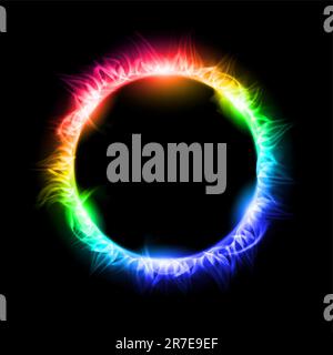 Colorato eclissi solare. Immagine su sfondo nero per la progettazione Illustrazione Vettoriale