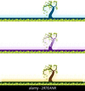 Una immagine di un money tree banner set. Illustrazione Vettoriale
