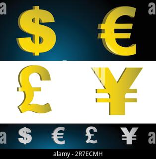 Il denaro dei simboli di valuta. Illustrazione Vettoriale