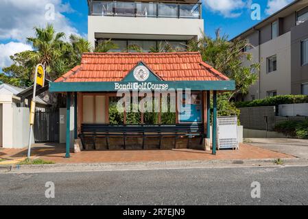 La fermata dell'autobus del campo da golf Bondi si trova su Military Road, North Bondi, Sydney, Australia Foto Stock