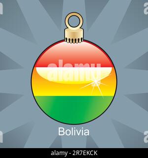 illustrazione vettoriale completamente modificabile della bandiera bolivia isolata a forma di bulbo di natale Illustrazione Vettoriale