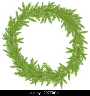 Corona verde di Natale con albero di pelliccia. Illustrazione vettoriale Illustrazione Vettoriale