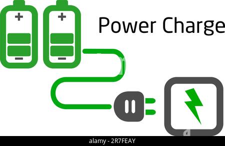 carica della batteria con connettore vector su sfondo bianco Illustrazione Vettoriale