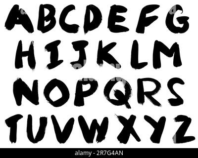 Pennello grasso - carattere dipinto a mano - vettore altamente dettagliato e raggruppato separatamente Illustrazione Vettoriale