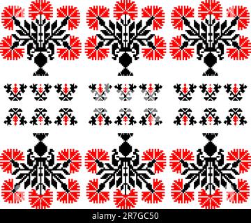 Fantasia vettoriale motivo tradizionale russo senza cuciture, ricamo, ornamento, motivo Illustrazione Vettoriale