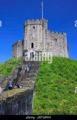 Il Norman Keep Al Castello Di Cardiff, Galles Del Sud, Regno Unito Foto Stock