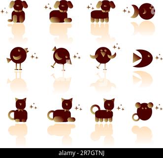 Icone animali domestici Illustrazione Vettoriale