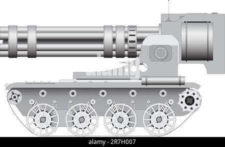 Fantastico grande cannone su cingolato - illustrazioni vettoriali eps8 Illustrazione Vettoriale