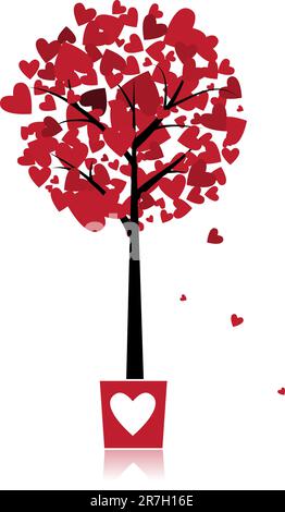 Albero dell'amore nel recipiente per il tuo design Illustrazione Vettoriale