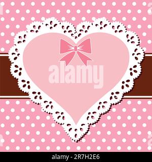 Montatura in pizzo vintage ovale su sfondo blu pois Illustrazione Vettoriale