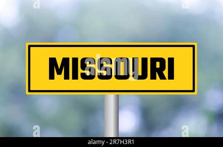 Cartello stradale Missouri su sfondo sfocato Foto Stock