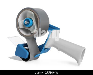 Dispenser portatile con rotolo di nastro adesivo isolato su bianco Foto Stock