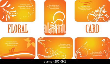 Set di orange autunno business cards Illustrazione Vettoriale
