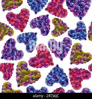 Cuori ricci motivo senza cuciture. Cuori multicolori creati con elementi ricci. Sfondo vettore Illustrazione Vettoriale