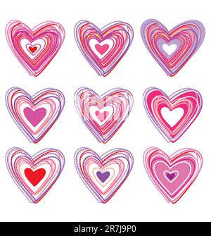 insieme dei cuori Illustrazione Vettoriale