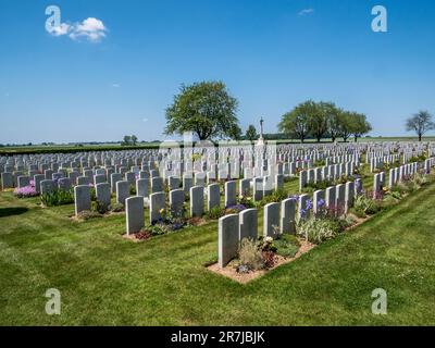 Il cimitero di Caterpillar Valley è uno dei più grandi cimiteri della somme e contiene 5197 sepolture nel Regno Unito, Foto Stock