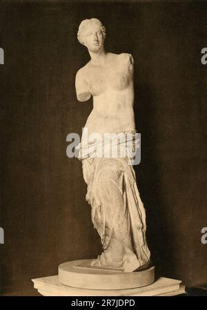 Venere di Milo, antica statua di marmo greco, Museo del Louvre, Parigi, Francia 1900s Foto Stock