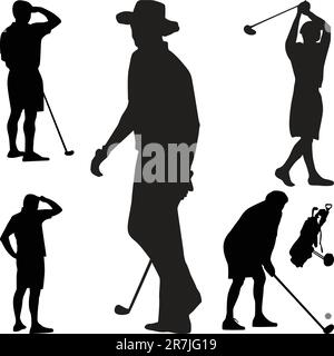Giocatore di golf vettore silhouette Illustrazione Vettoriale