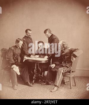 Generale Sheridan e il suo staff c. 1865 Foto Stock