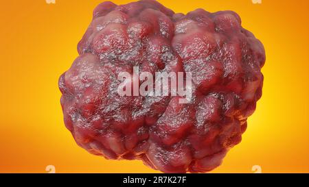 Crescita delle cellule tumorali incontrollabile sui tessuti, cellule di infezione tumorale e diffusione, metastasi infiammatoria invasiva cancerosa. riproduzione tramite duplicati Foto Stock