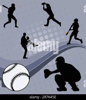 giocatori di baseball sullo sfondo astratto - vettore Illustrazione Vettoriale