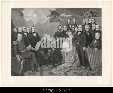 Lincoln con le principali cifre dell'Unione c. 1865 Foto Stock