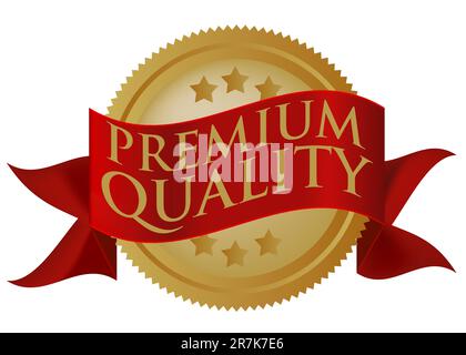 Rosso e Oro di qualità Premium guarnizione isolato su bianco Illustrazione Vettoriale