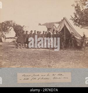 Il Presidente Lincoln e il Gen. McClellan sul campo di battaglia di Antietam 3 ottobre 1862 Foto Stock