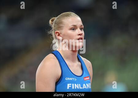 Wilma Murto (Finlandia). Pole volta Medaglia d'oro. Campionato europeo di Monaco 2022 Foto Stock