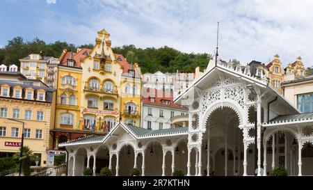 Colonnato del mercato (Tržní kolonáda) a Karlovy Vary (Carlsbad) Foto Stock