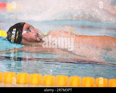 Rennes, Francia. 16th giugno, 2023. Jeremy Stravius di ETOILES 92 UOMINI scaldano 50 M di ritorno durante i campionati francesi di nuoto d'élite il 16 2023 giugno a Rennes, Francia. Foto di Laurent Lairys/ABACAPRESS.COM Credit: Abaca Press/Alamy Live News Foto Stock