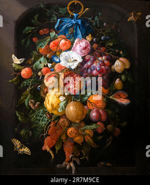 Festoon of Fruit and Flowers, Jan Davidsz de Heem, 1660-1670, Rijksmuseum, Amsterdam, Paesi Bassi, Europa, Foto Stock