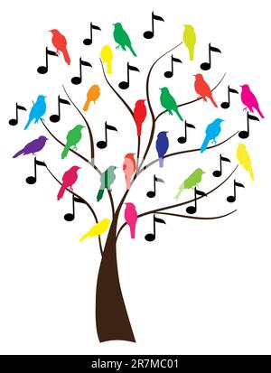 Illustrazione vettoriale dell'albero con note musicali Illustrazione Vettoriale