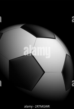 Pallone da calcio realistico su sfondo nero Illustrazione Vettoriale