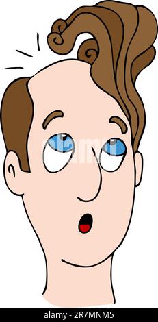 Un'immagine di un uomo calvo con un pettine oltre l'acconciatura. Illustrazione Vettoriale