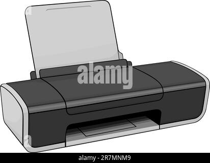Stampante a getto d'inchiostro isolata su bianco Illustrazione Vettoriale