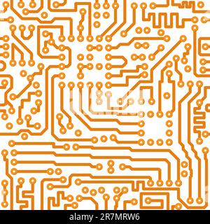 Struttura quadrata senza cuciture - la scheda a circuito stampato elettronico vettoriale Illustrazione Vettoriale