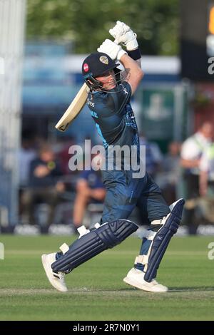 Harry è venuto del Derbyshire nell'azione batting durante la partita di Blast di Vitality T20 fra i Falcons di Durham vs Derbyshire al Riverside unico di Seat, Chester le Street venerdì 16th giugno 2023. (Foto: Robert Smith | NOTIZIE MI) Credit: NOTIZIE MI & Sport /Alamy Live News Foto Stock