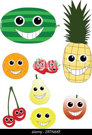 cartoon fruits - vector Illustrazione Vettoriale