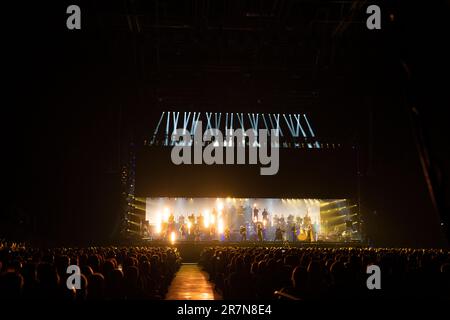 Hans Zimmer si esibisce all'AO Arena Manchester venerdì 16th giugno 2023 Foto Stock