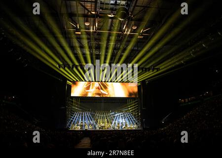 Hans Zimmer si esibisce all'AO Arena Manchester venerdì 16th giugno 2023 Foto Stock